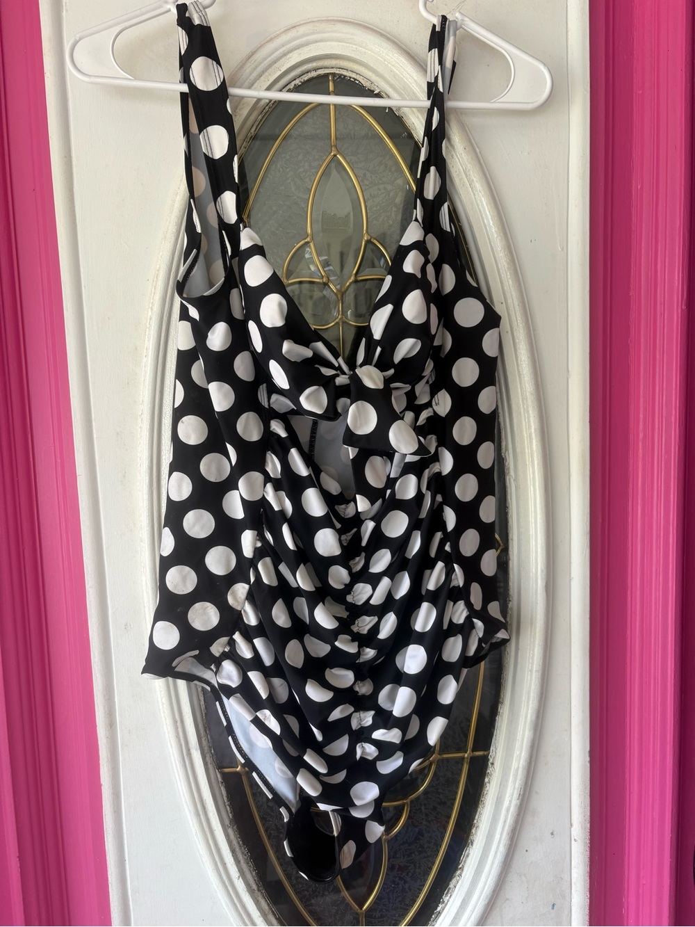 Black & White Polka Dot Women’s plus size swim suit